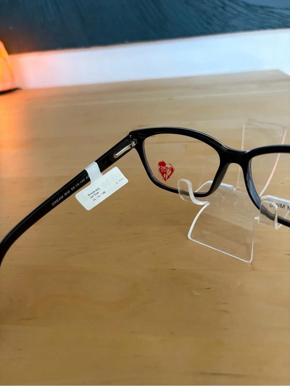 Peace Love Dream Big Black White Art Tools Rectangle Eyeglasses 55-15-140 NWT